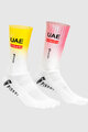 PISSEI Klassische Fahrradsocken - UAE TEAM EMIRATES AERO - GIRO + TOUR 24 - Weiß/Rosa/Gelb