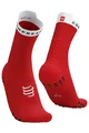 COMPRESSPORT Klassische Fahrradsocken - PRO RACING  V4.0 RUN HIGH - Rot/Weiß