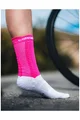 COMPRESSPORT Klassische Fahrradsocken - PRO RACING V4.0 BIKE - Weiß/Rosa